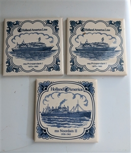 Holland America Line porcelain coasters white blue