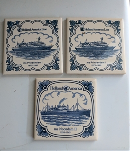 Holland America Line porcelain coasters white and blue decor cruise line decor collectible table setting