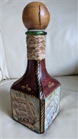 Nautical Italian glass bottle decanter leather