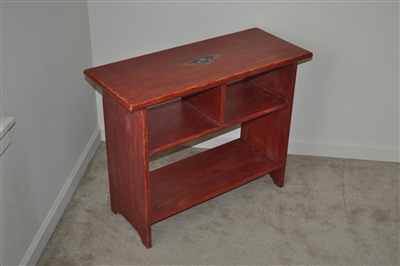 Refurbished solid wood storage shelf burgundy