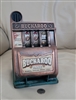 Buckaroo metal money bank slot machine collectible