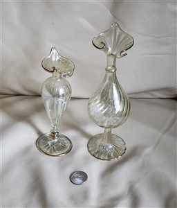 Twos Company hand blown art glass vases or perfume bottles in an elegant design for home decor