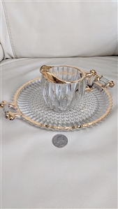 Tiara glass striped design creamer and tray decor