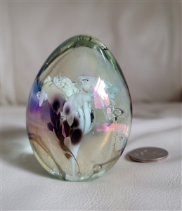 Roger Vines art glass floral paperweight 89