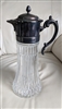 Tall 14 inch cut clear glass pitcher silver plate