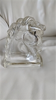 Horse head clear glass bookend paperweight decor