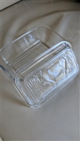 Arcoroc France glass dish with COW lid vintage kitchen storage collectible accessories
