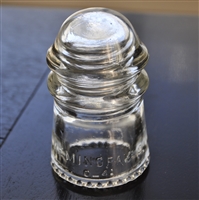 Hemingray-9 insulator Style 4 telephone rural system pony in clear glass