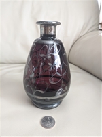 Italian Florence purple glass  vase silver overlay