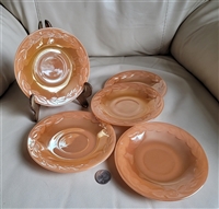 Anchor Hocking glass peach lustre saucer plates