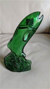AVON green glass jumping trout after shave bottle