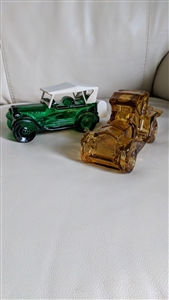 AVON glass bottles vintage automobiles set of two