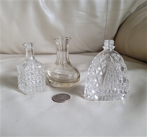 Vintage glass perfume bottles in various design