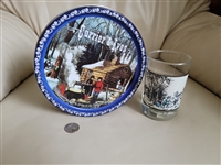 Currier and Ives 1981 Arbys glass and Denmark tin