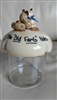 Brockway glass jar with Bear and peanuts lid