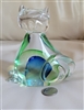 Clear glass Cat display green blue interior accent