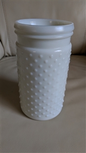 Milk glass in hobnail design jar or vase decor