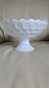 Large vintage milk glass pedestal serving bowl