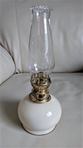 Italian glass beige colored kerosene lamp chimney