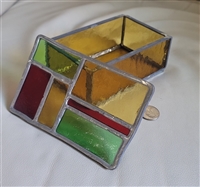 Stained glass multi color storage box vintage
