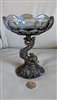 Goldfish metal pedestal glass storage bowl