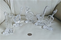 Italian clear crystal musical instruments display