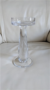 Smooth design wide top candle holder clear glass