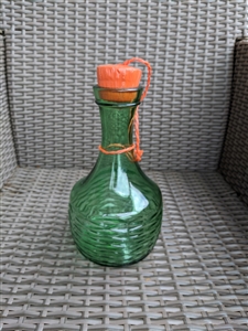 Beehive shaped green glass Italian glass bottle