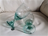 Set of two fruit embossed aqua green water goblets