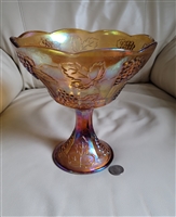Indiana Harvest Grape carnival glass large compote