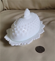 Fenton milk glass oval covered butter dish