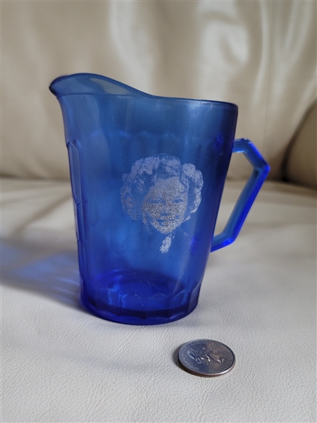 vintage Hazel Atlas cobalt blue depression glass milk pitcher or