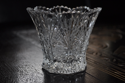 Vintage etched glass vase Starburst pattern