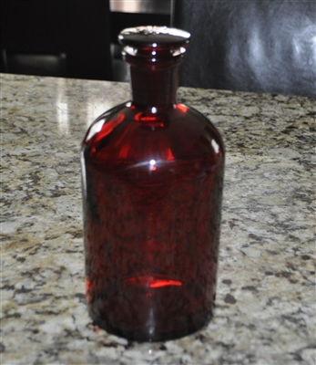 PYREX ruby red apothecary bottle