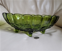 Depression green glass footed bowl