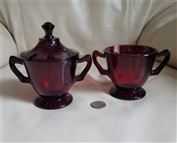 Ruby Red vintage glass sugar bowls Anchor Hocking