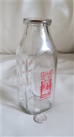 Duraglas milk bottle with advertising One Pint