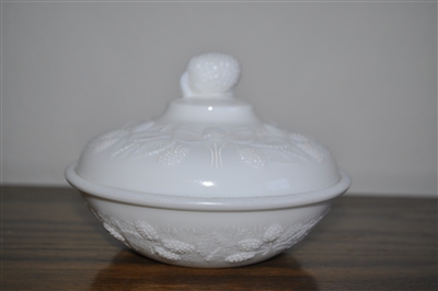 Milk glass candy dish with lid