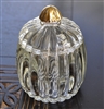 Glass ribbed design lidded jar gold accents
