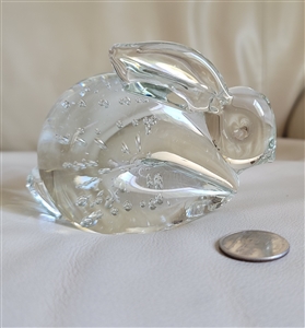 Vintage glass crystal Rabbit Bunny paperweight