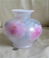 Fenton floral glass vase painted by Cutshaw