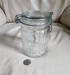 Stripe design Glass lidded jar with wire closure