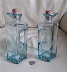 Aqua glass elegant set of two cruets for home