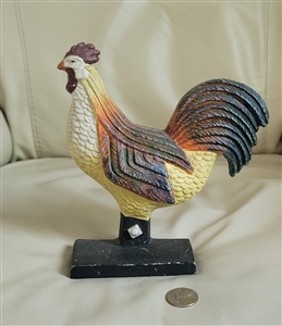 Colorful Rooster door stop in cast iron