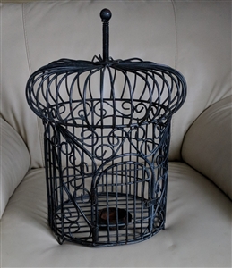 Large metal ornate cage candle holder decor