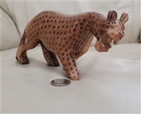 Primitive wooden jaguar or leopard hand carved dec