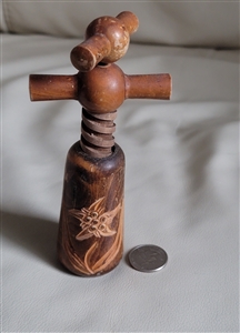 Hand carved wooden wine opener Folk Art