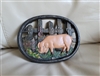 Cast Iron oval trivet in Farm style decor Pigs