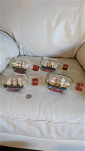 Vintage handcrafted ships in a bottle schooners