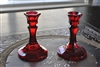 Ruby Indiana glass candlesticks